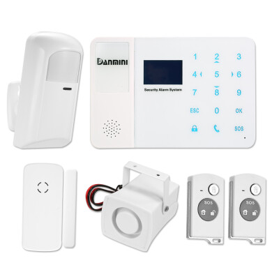 

DANMINI 433MHz Wireless GSM SMS Alarm System LCD Screen PIR Motion Sensor Door Sensor Kit With SIM Card Slot Phone App Remote Cont