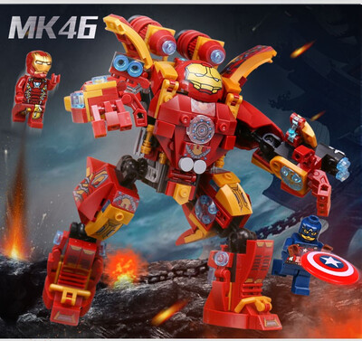 

Lepin 38001 38002 38005 Super Heroes Iron Man Mech Avengers Iron Man Hulk buster Building Block Brick Toy DIY Robot Warfare