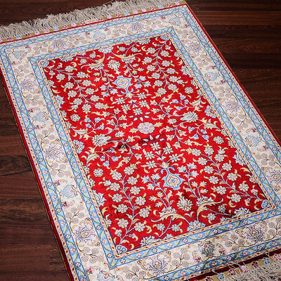 

FangCun 2x3 Oriental Hand Knotted Super Silk Area Carpet Top Persian Rugs for living rooms&offices FC020302