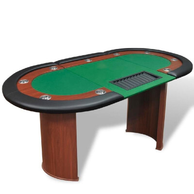 

10-Player Poker Table with Dealer Area&Chip Tray Green