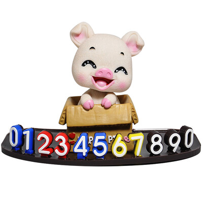 

YUECAR car temporary stop sign phone number moving car stop sign personality car supplies happy pig wink smile - pink