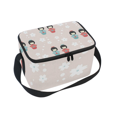 

ALAZA Insulated Lunch Box Kimono Girls Lunch Bag for Men Women Portable Tote Bag Cooler Bag