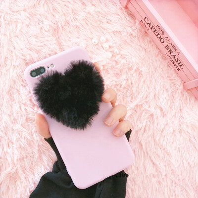 

Luxury 3D Cartoon Love Heart case for Samsung Galaxy S7 edge Rabbit Fur plush super cute soft TPU cover Case