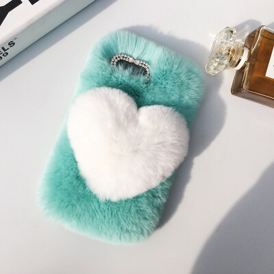 

Love Heart Case For Samsung Galaxy A7 2018 A750 Cute Rabbit Cover Hairy Fur Fluffy Phone Case