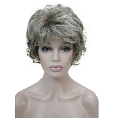 

StrongBeauty Short Tousled Curls Silver Gray Full Synthetic Wigs COLOUR CHOICES