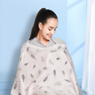 

Balic breastfeeding towel multi-function out feeding breastfeeding clothes spring&summer anti-mosquito cover towel anti-light hood clothing fig leaf pink fish 11070cm