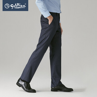 

Goldlion Goldlion 2019 spring&summer new mens cotton wool comfortable warm&crisp type of fashion dark tattoo jacquard business slim trousers trousers blue 30