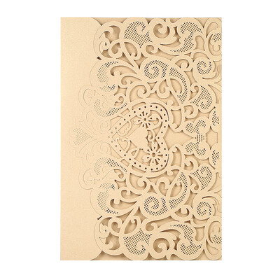 

20pcsset Wedding Invitation Card Cover Pearl Paper Laser Cut Hollow Heart Pattern Invitation Cards Wedding Anniversary Supplies--