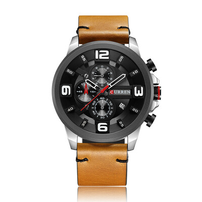 

CURREN Fashion Sport Genuine Leather Men Watches 1ATM Life Water-resistant Quartz Man Watch Relogio Musculino Chronograph