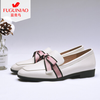 

Fugui bird FUGUINIAO single shoes womens shoes ladies shoes loafers sweet casual square head retro low with H89M533C beige 36