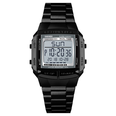

SKMEI 1381 Men Analog Digital Watch Fashion Casual Sports Wristwatch 2 Time 5 Alarm 3ATM Waterproof Stainless Steel Strap Backligh