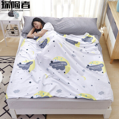 

Explorer outdoor travel cotton printed sleeping bag portable hotel hotel across the dirty liner sanitary sheets flow year stamp double 180230CM with fixed strap