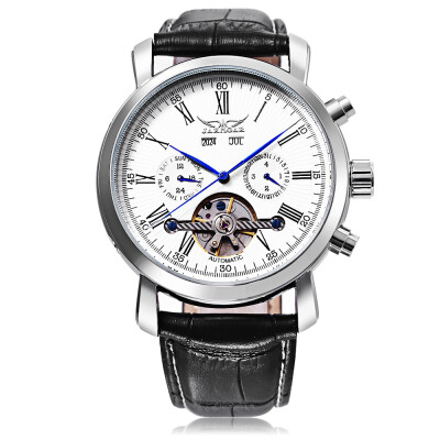 

JARAGAR J05 Men Auto Mechanical Watch Tourbillon Calendar Genuine Leather Band Wristwatch