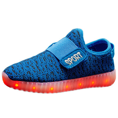 

Colorful Coconut LED Light up Shoes Children Velcro Flashing Lights Shoes Breathable Flyknit Casual Kids Shoes