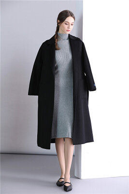 

Handmade double-faced coat Korean version of self-cultivation cashmere coat womens long woolen coat