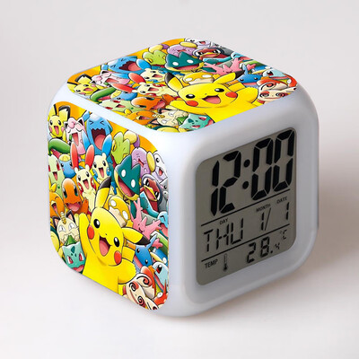 

Novel Pokemon Pikachu Digital Alarm Clock Night Light LED Flash Light with LCD Display Anime Figures Electric Clocks for Children