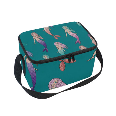 

ALAZA Insulated Lunch Box Cute Mermaids Girls Lunch Bag for Men Women Portable Tote Bag Cooler Bag