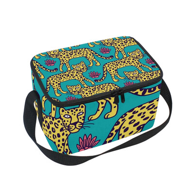 

ALAZA Lunch Box Insulated Illustration Of Leopard Lunch Bag Large Cooler Tote Bagfor Men Women