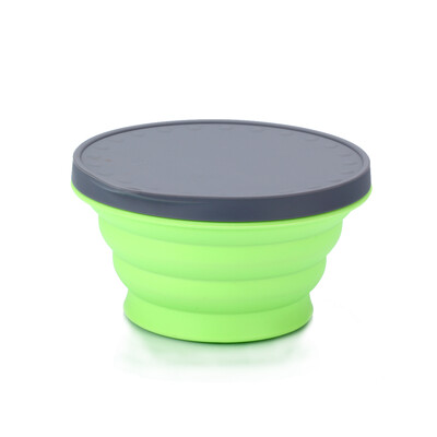 

Portable Travel Outdoor Picnic Bowl Folding Retractable Food-grade Silicone Bowl Collapsible Lunch Box with Cover 720ml