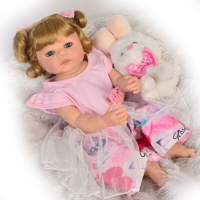 

Lifelike 23 Reborn Baby Doll Full Silicone Vinyl Realistic Newborn Girl Babies Wear Flora Dress Baby Toys For Kids Xmas Gifts