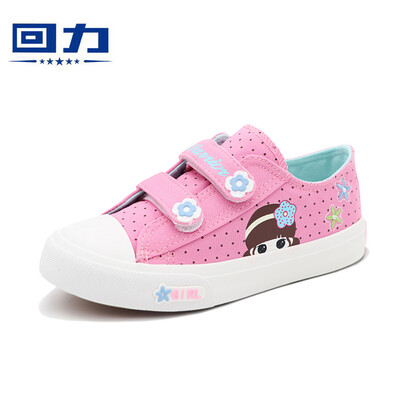 

Warrior childrens shoes Velcro girls cartoon avatar casual shoes sports shoes canvas shoes WZ19-161 pink 35