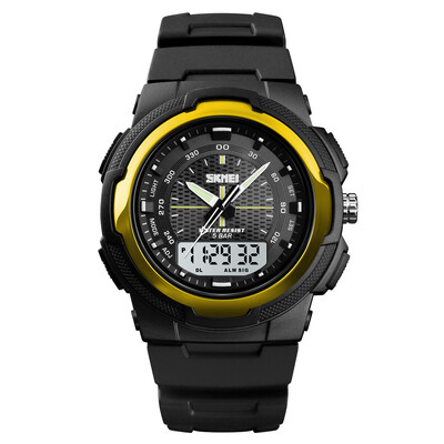 

SKMEI 1454 Men Analog Digital Electronic Watch Fashion Casual Outdoor Sports Male Wristwatch 3 Time Display Alarm Stopwatch 5ATM