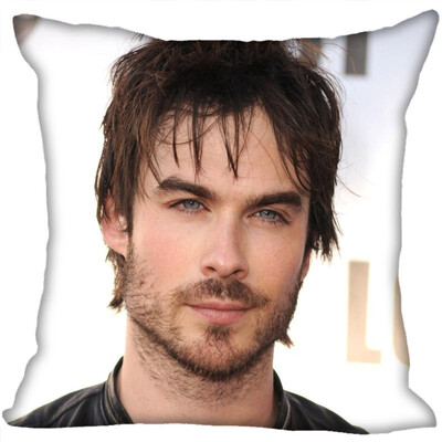 

Ian Somerhalder Pillow Cover Bedroom Home Office Decorative Pillowcase Square Zipper Pillow Cases Satin Fabric No Fade