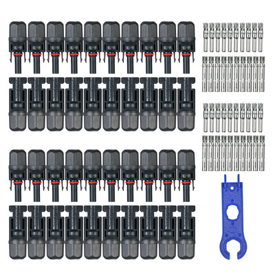 

20 Pairs MC4 MaleFemale Solar Panel Cable Connectors with Spanner Assembly Tool for PV System