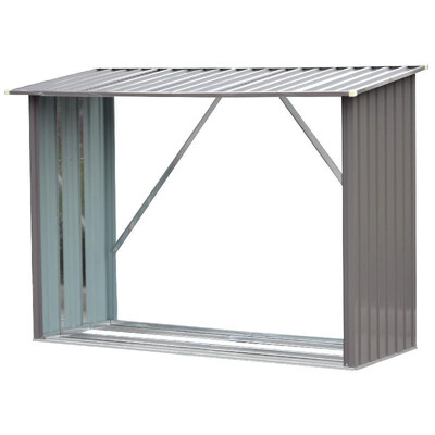 

855" Steel Sturdy Firewood Shed Storage Rack - Gray