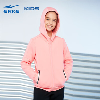 

Hongxing Erke ERKE childrens clothing jacket girls cardigan hooded sweater sports shirt wild casual jacket 64219114001 hot pink 140