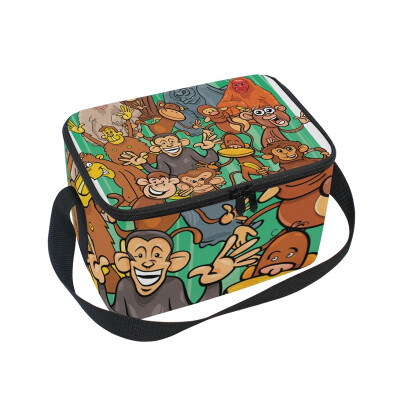 

ALAZA Cartoon Monkey Characters Lunch Box Insulated Lunch Bag Large Cooler Tote Bagfor Men Women