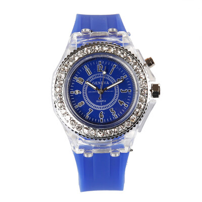 

GENEVA Fashion LED Backlight Quartz Women Watch Water-Proof Girl Student Watch Rubber Strap Ladies Casual Wristwatch