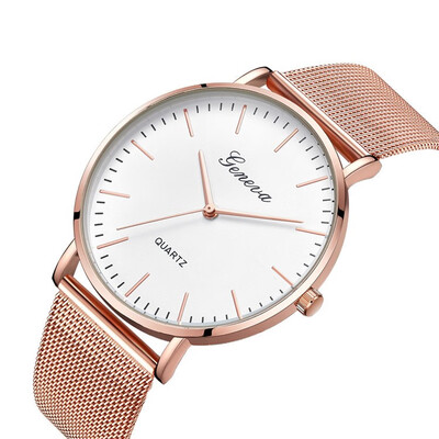 

Modern Fashion Black Quartz Watch Men Women Mesh Stainless Steel Watchband