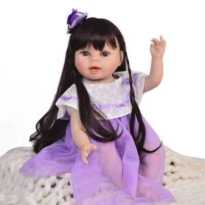 

Cute 22 Inch Lifelike Reborn Baby Doll Silicone Soft Stuffed Body Real Like Newborn Babies Doll For Children Christmas Gifts