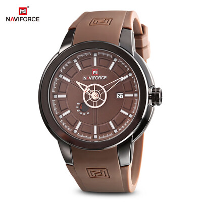 

NAVIFORCE 9107 Male Quartz Watch Calender Display Leather Strap Leisure Wristwatch for Men