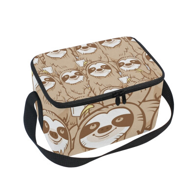 

ALAZA Insulated Lunch Box Pattern With Sloth Lunch Bag for Men Women Portable Tote Bag Cooler Bag