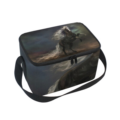 

Lunch Box Insulated Lunch Bag Large Cooler Animal Horse Tote Bagfor Kids Men Women