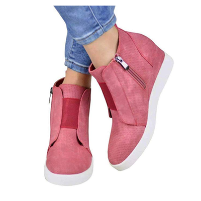 

Womens Heel Platform Casual Sneakers Zipper Wedge High Top Sports Shoes