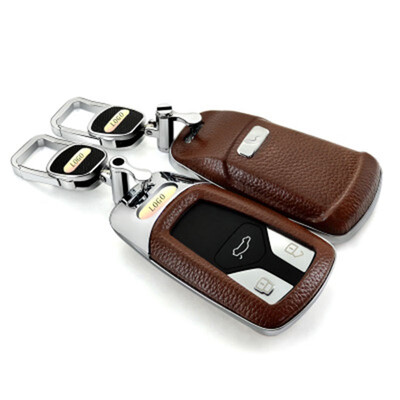 

Car Accessories For Audi Q7 2016 A4L 2016 TT TTS Car Key Case Keychain Top Layer Leather Car Key Cover Shell