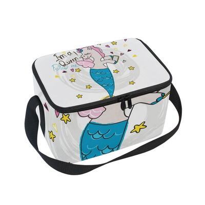 

ALAZA Lunch Box Insulated Lunch Bag Large Cooler Magic Funny Mermaid Unicorn Tote Bag