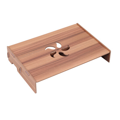 

Wood Computer Monitor Stand Laptop Riser Holder Desktop Organizer with Keyboard Wiring Slot for School Office