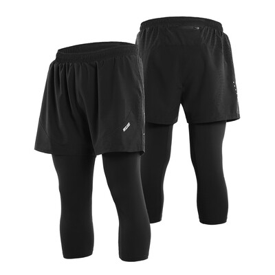 

Arsuexo Mens 2 in 1 Running Capri Pants Breathable Active Training Workout Shorts Leggings Tennis Baseball Pants with Pockets