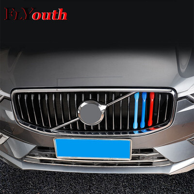 

3D 3 Colors Styling Car Front Grille Trim Strips Grill Cover Sticker For Volvo XC60 2018 Grille Clips Decorations Trim Stickers