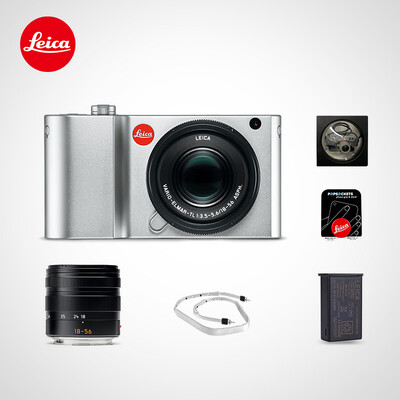 

Leica TL2 Camera Benefits Set TL2 Silver Camera 18-56 f35-56 Black Lens Silicone White Strap Battery