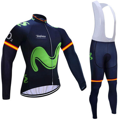 

UCI 2018 pro team Movistar winter thermal fleece cycling jersey bike clothing set ropa ciclismo invierno bicycle clothes kit