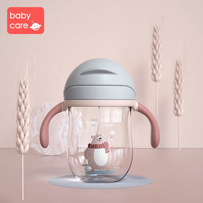 

Babycare Baby Water Bottle Infant Feeding Cartoon Gravity Ball Cup Flip Lid Leak Proof Training Handle Straw Drink Bottle 360ML