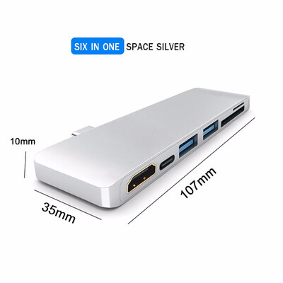 

USB-C Aluminum 4K USB C Hub HDMI Type C Hub 30 Splitter Adapter TF Micro SD Card Reader for imac for Macbook pro 2015 2016