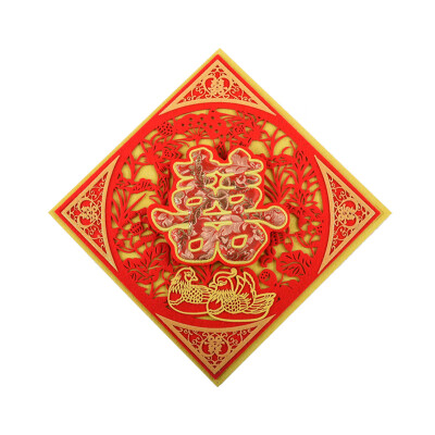 

New&new fine art luxury embroidered wedding double happiness word stickers Chinese style wedding supplies double-layer high-grade non-woven Chinese wedding pendant wedding room decoration layout prismatic hi