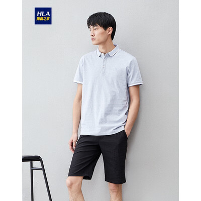 

HLA Haishu House Short Sleeve POLO Male 2019 Summer New Color Strip Sweat Clear Line Pullover HNTPD2R081A Blue Gray 81190104A56