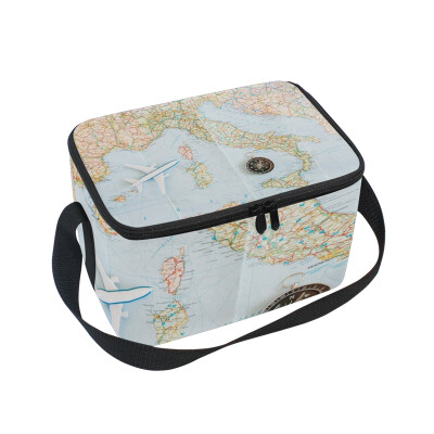 

ALAZA Lunch Box Insulated World Map Lunch Bag Large Cooler Tote Bagfor Men Women